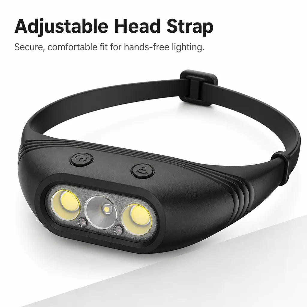 JD-H308 Rechargeable COB Headlamp Infrared Sensor Switch XPG Main Light