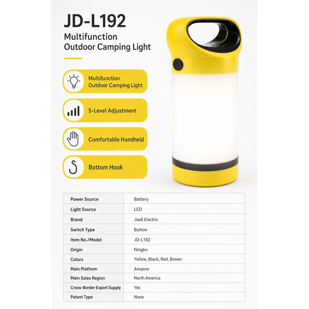 JD-L192 Battery Powered LED Camping Lantern 5 Light