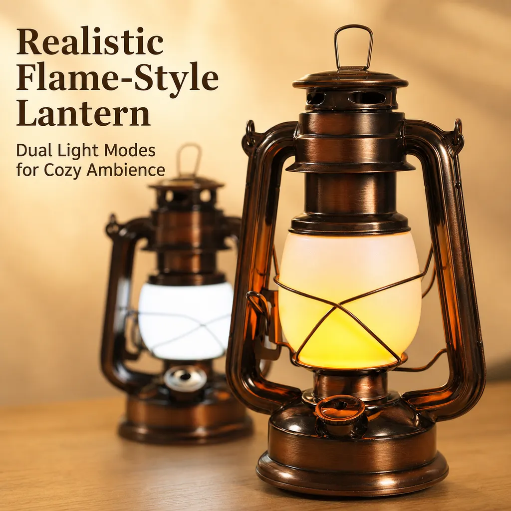 JD-L244 Rechargeable LED Kerosene Lantern Hurricane Camping Lamp