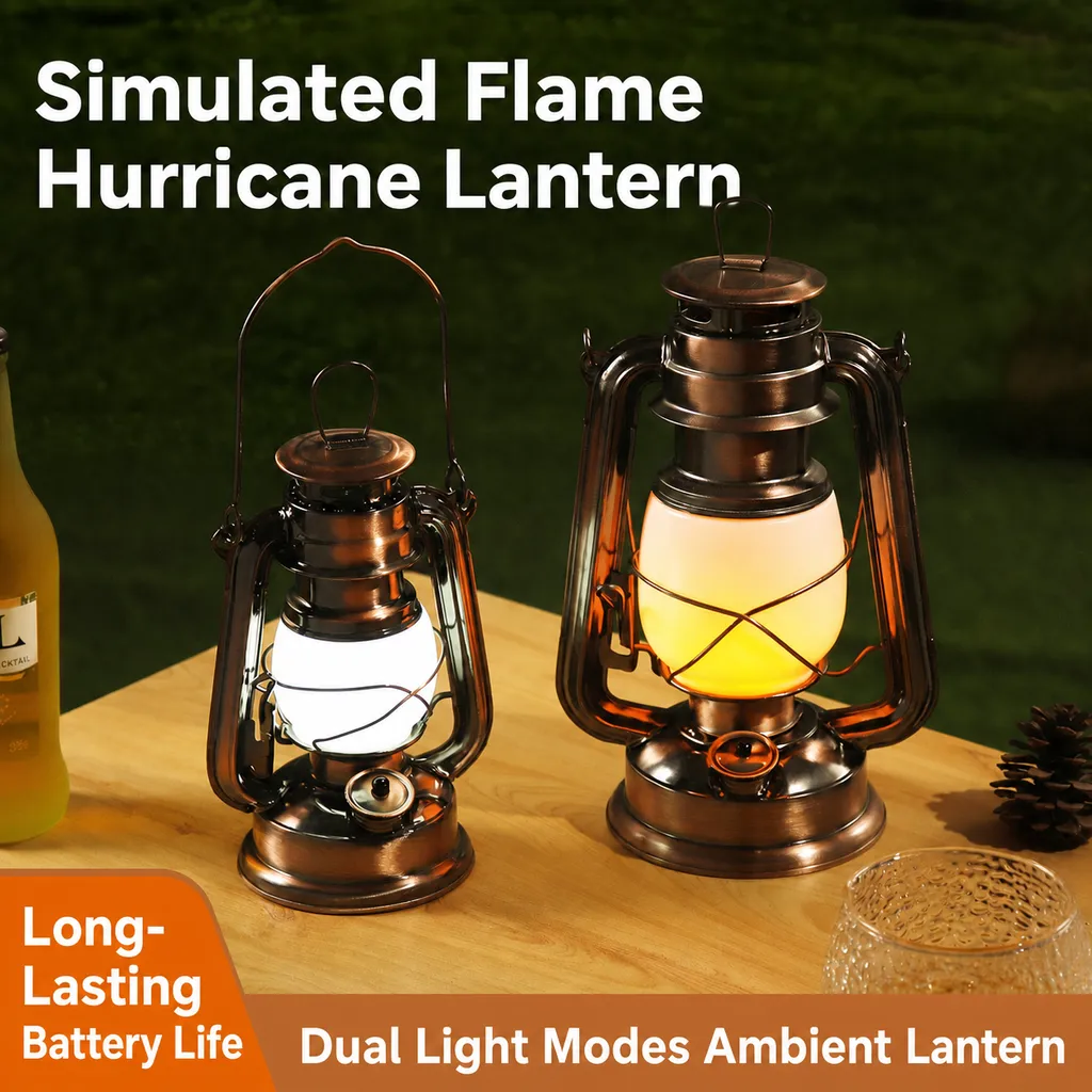 JD-L244 Rechargeable LED Kerosene Lantern Hurricane Camping Lamp