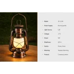 JD-L244 Rechargeable LED Kerosene Lantern Hurricane Camping Lamp
