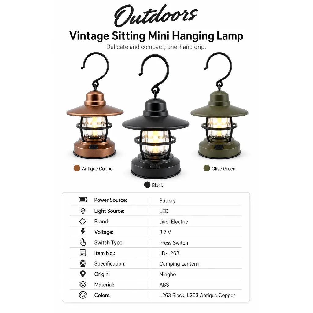 JD-L263 LED Camping Lantern Vintage Hanging Tent Light