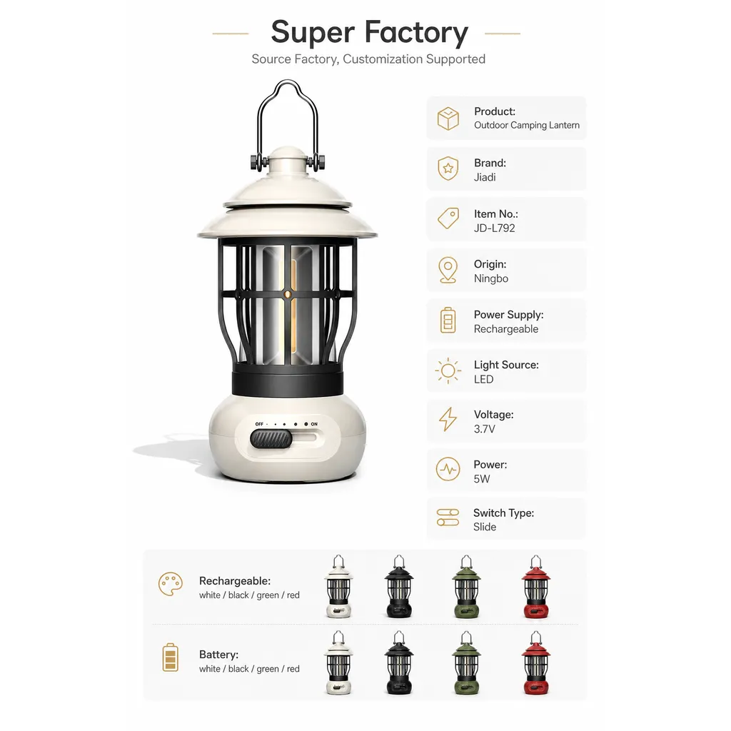 JD-L792 Rechargeable LED Camping Lantern Dimmable