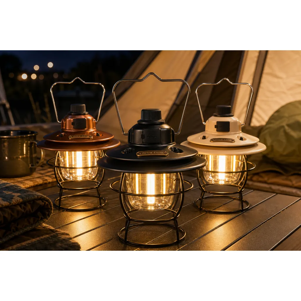 JD-L794 Rechargeable LED Camping Lantern Retro Portable Hanging Tent Light