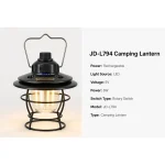 JD-L794 Rechargeable LED Camping Lantern Retro Portable Hanging Tent Light