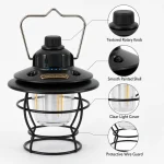 JD-L794 Rechargeable LED Camping Lantern Retro Portable Hanging Tent Light
