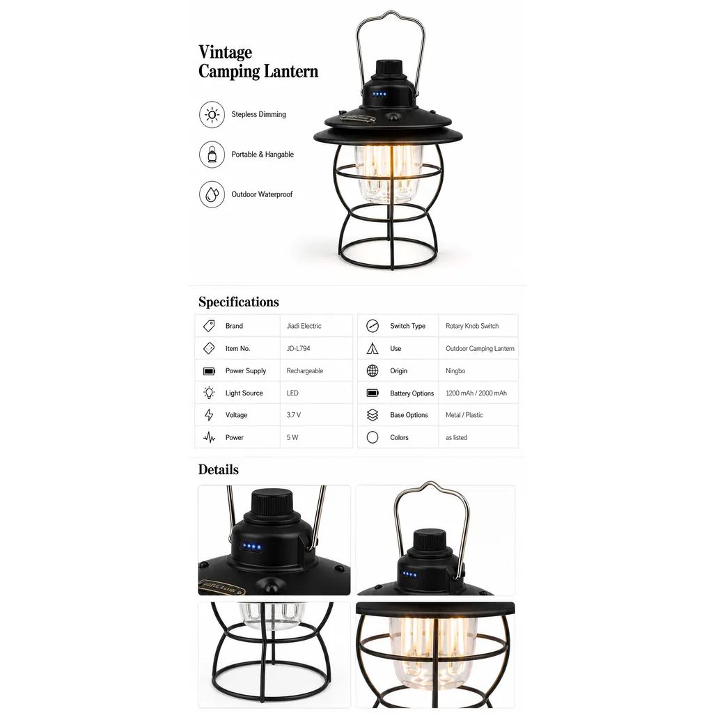 JD-L794 Rechargeable LED Camping Lantern