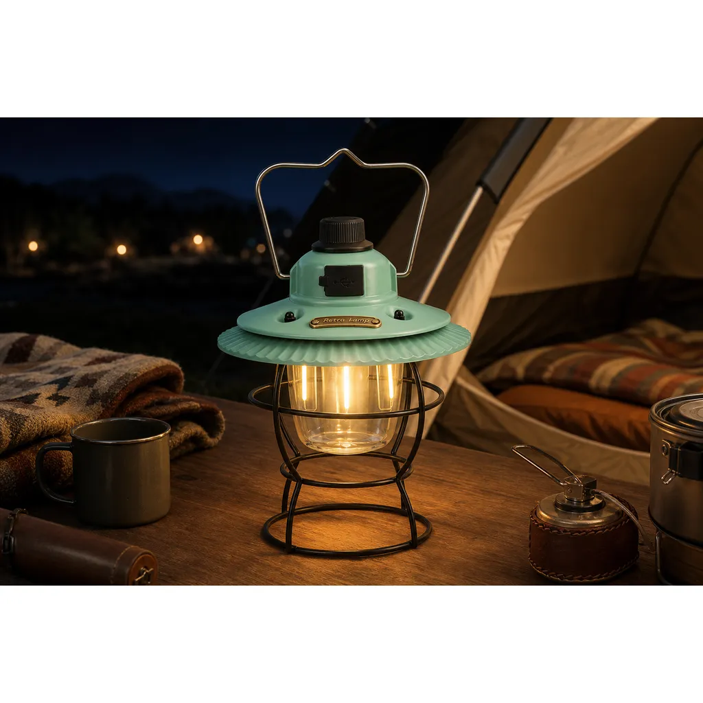 JD-L795 Rechargeable LED Camping Lantern Retro Hanging Outdoor Tent Light