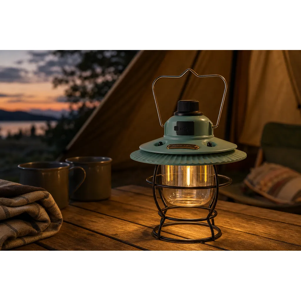 JD-L795 Rechargeable LED Camping Lantern Retro Hanging Outdoor Tent Light