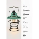 JD-L795 Rechargeable LED Camping Lantern Retro Hanging Outdoor Tent Light