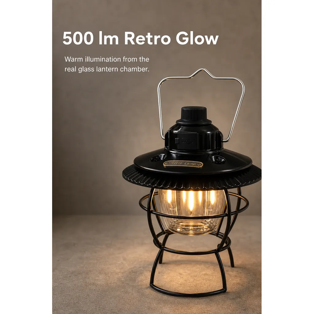 JD-L795 Rechargeable LED Camping Lantern Retro Hanging Tent Light