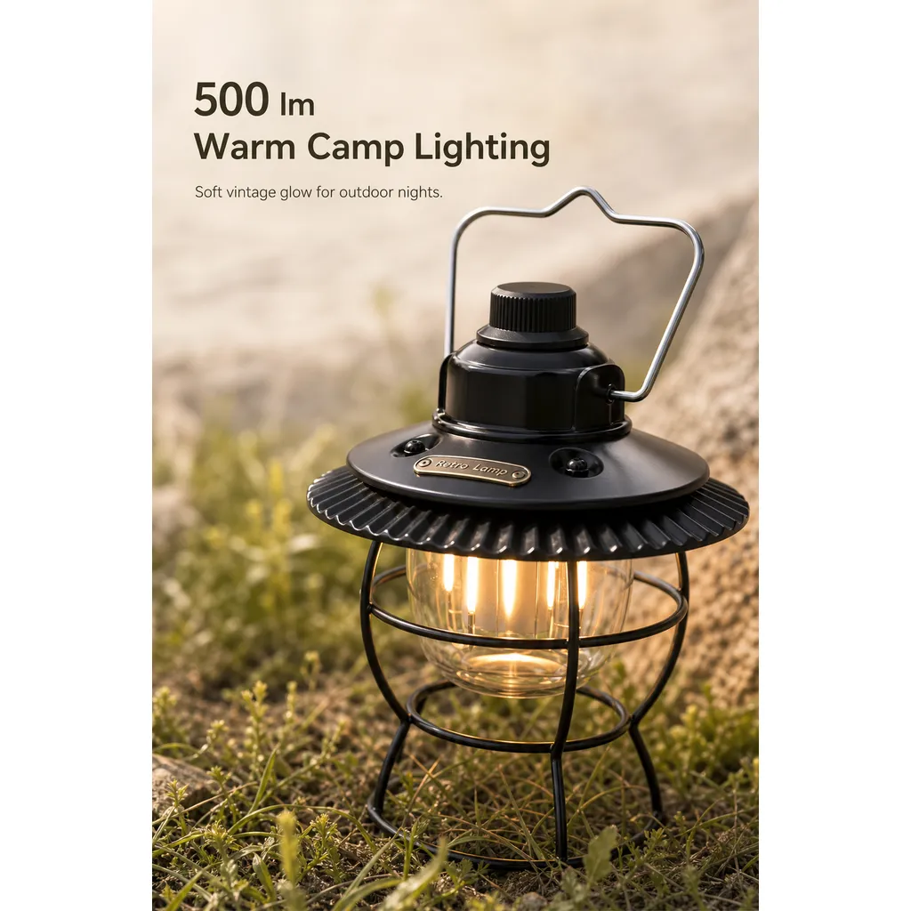 JD-L795 Rechargeable LED Camping Lantern Retro Hanging Tent Light