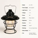 JD-L795 Rechargeable LED Camping Lantern Retro Hanging Tent Light