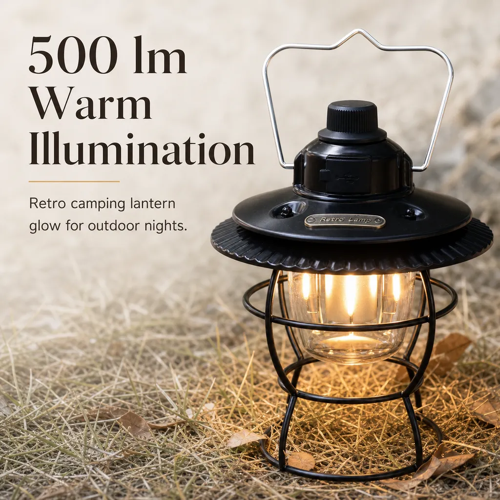JD-L795 Rechargeable LED Camping Lantern Retro Outdoor Tent Light