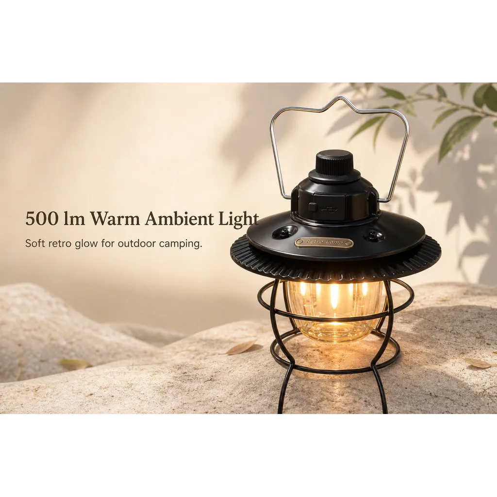 JD-L795 Rechargeable LED Camping Lantern Retro Outdoor Tent Light