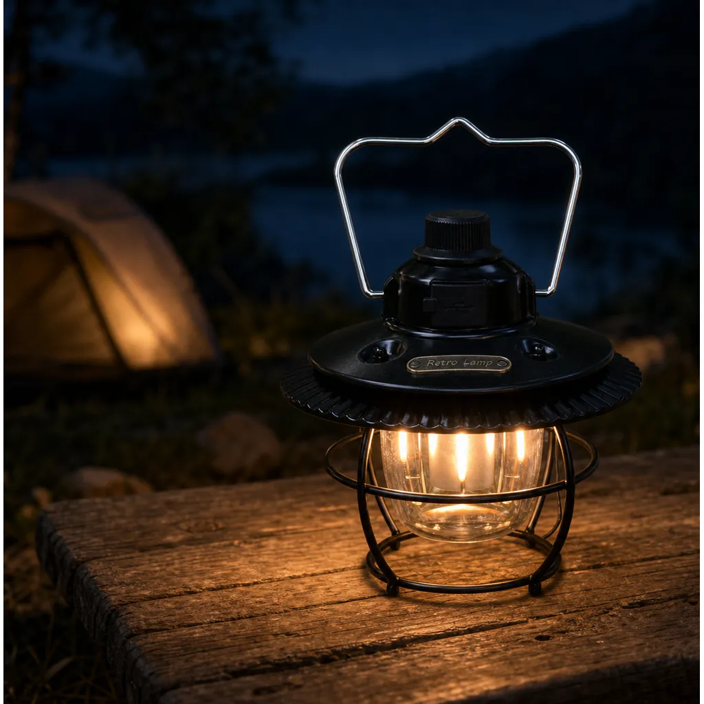 JD-L795 Rechargeable LED Camping Lantern Retro Outdoor Tent Light