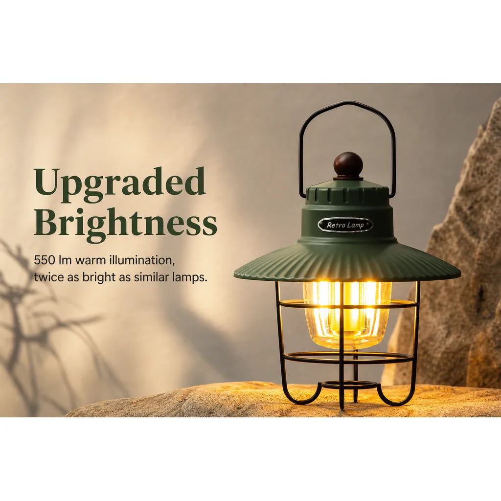 JD-L796 Rechargeable LED Camping Lantern Portable Retro Hanging Lamp