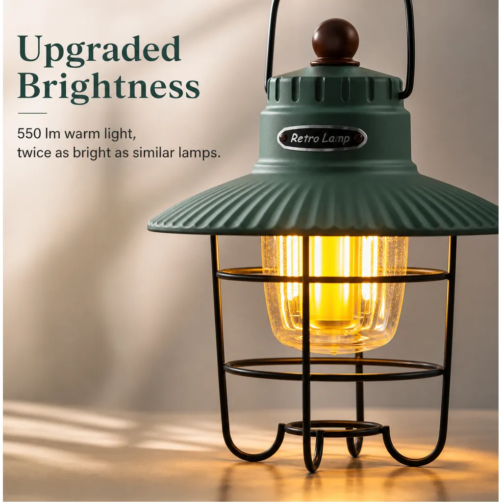 JD-L796 Rechargeable LED Camping Lantern Portable Retro Hanging Lamp