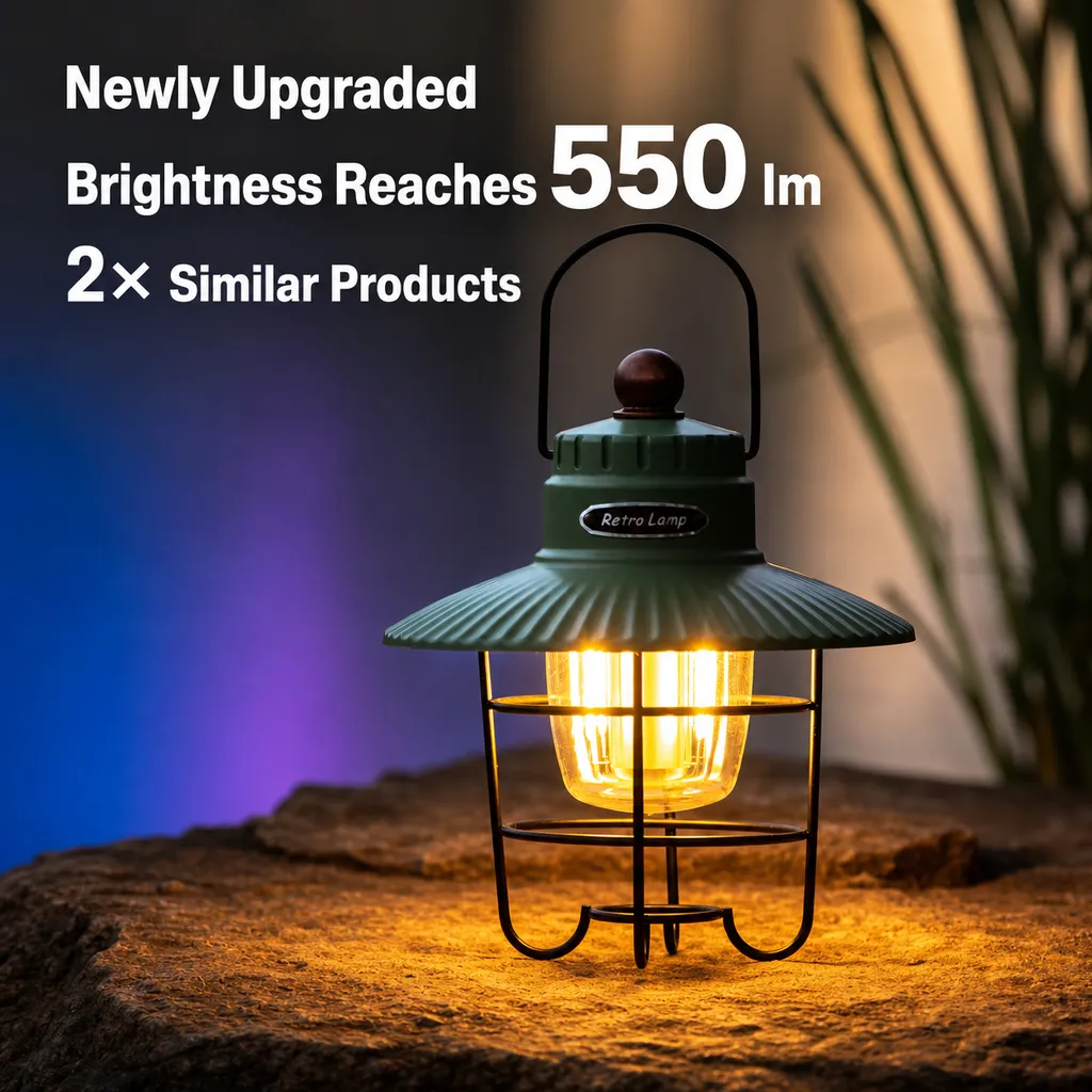 JD-L796 Rechargeable LED Camping Lantern Portable Retro Hanging Lamp