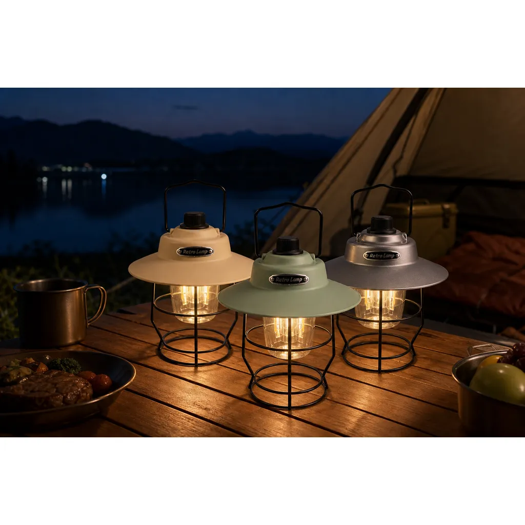 JD-L797 Rechargeable LED Camping Lantern Retro Lamp
