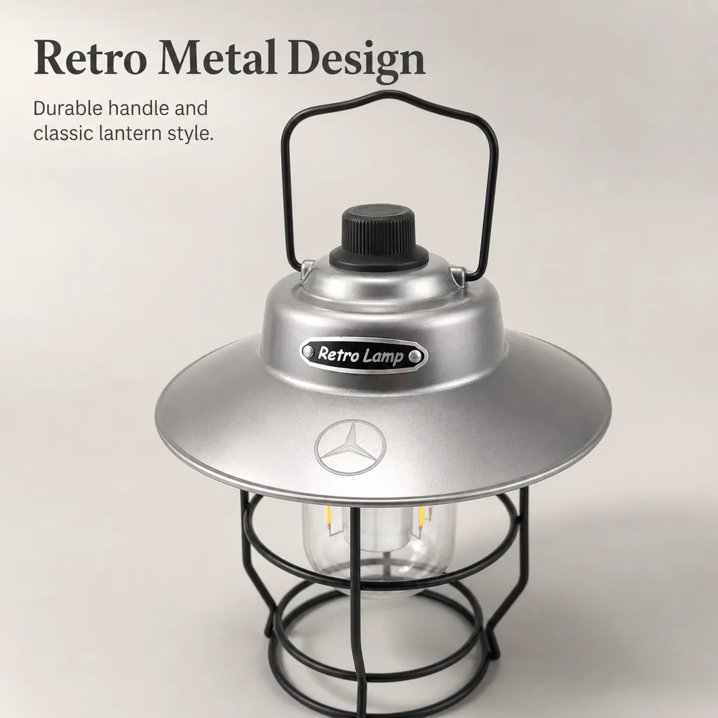 JD-L797 Rechargeable LED Retro Camping Lantern Portable Hanging Tent Light