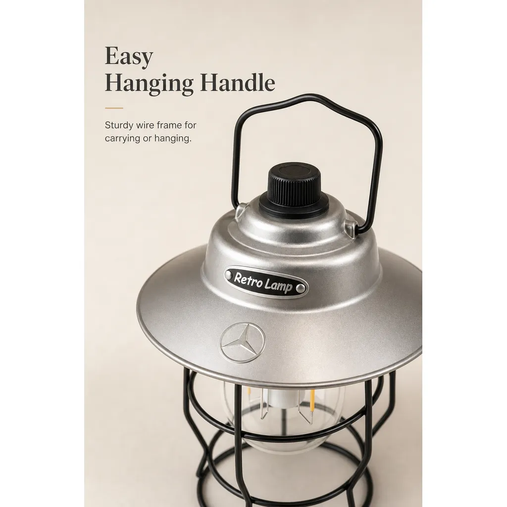 JD-L797 Rechargeable LED Retro Camping Lantern Portable Hanging Tent Light