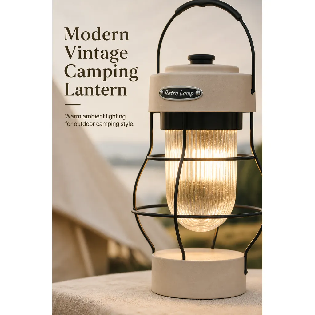 JD-L798 Rechargeable LED Camping Lantern Vintage Retro Hanging Tent Light