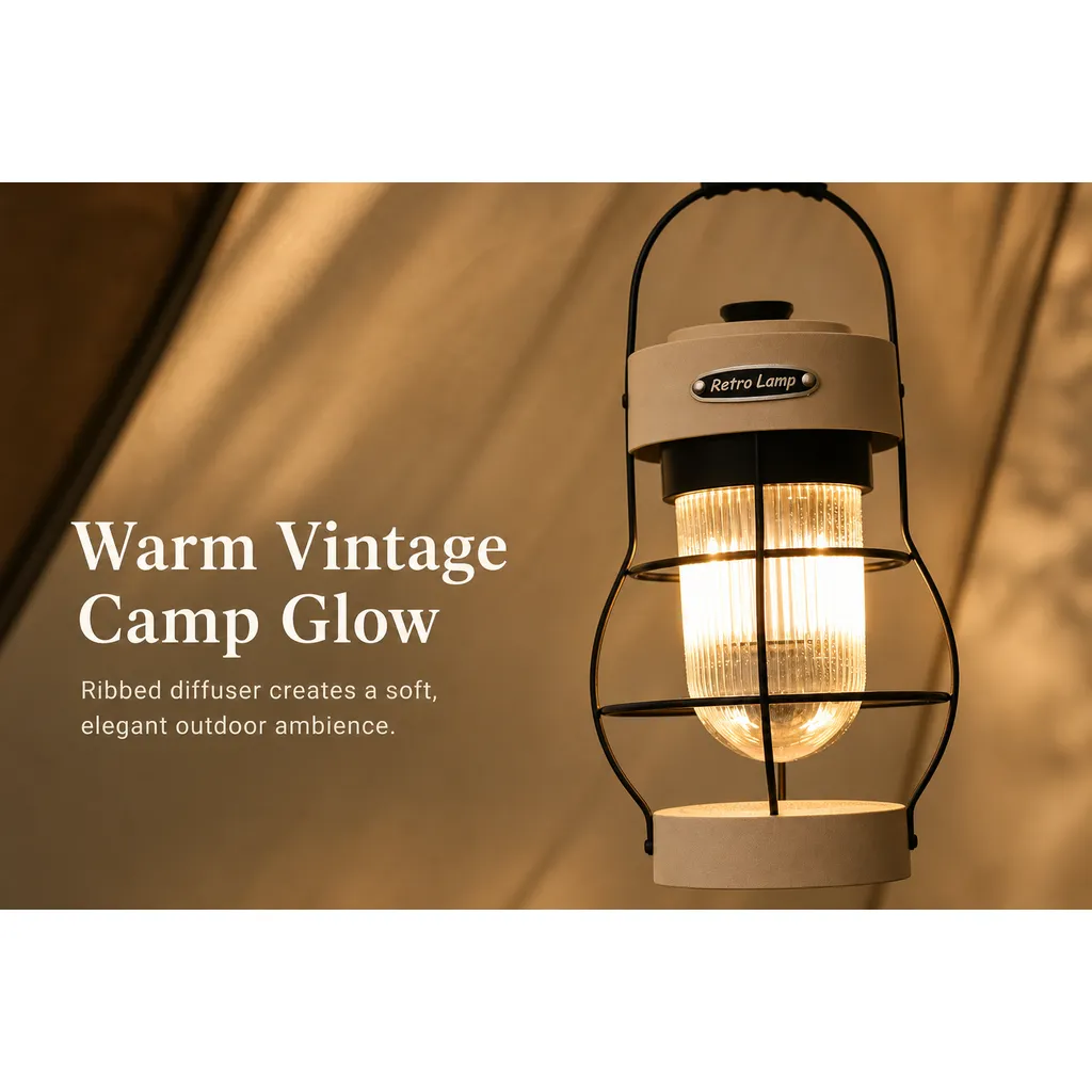 JD-L798 Rechargeable LED Camping Lantern Vintage Retro Hanging Tent Light
