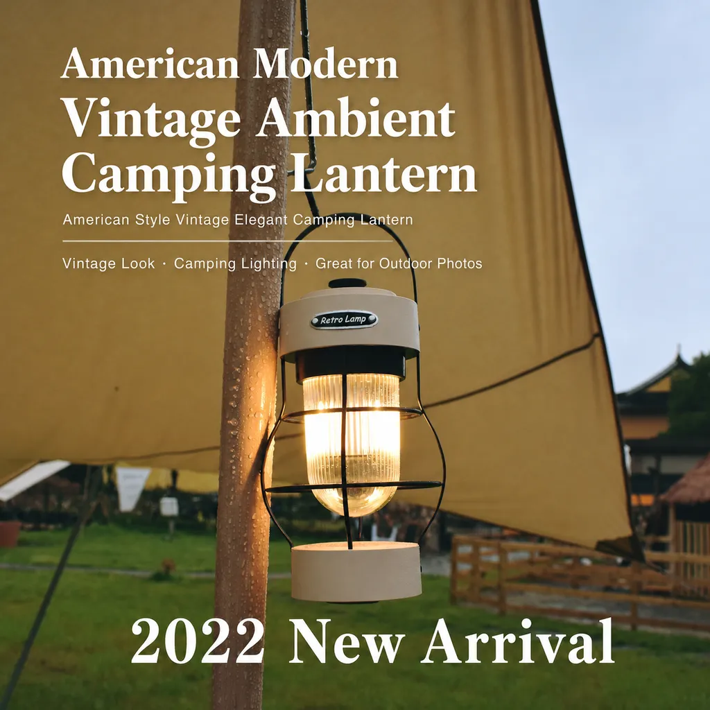JD-L798 Rechargeable LED Camping Lantern Vintage Retro Hanging Tent Light