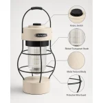 JD-L798 Rechargeable LED Camping Lantern Vintage Retro Hanging Tent Light