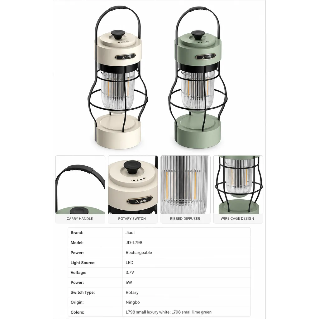 JD-L798 Rechargeable LED Retro Camping Lantern
