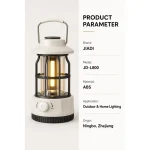 JD-L800 Retro LED Camping Lantern Warm Light Portable Outdoor Hanging Lamp