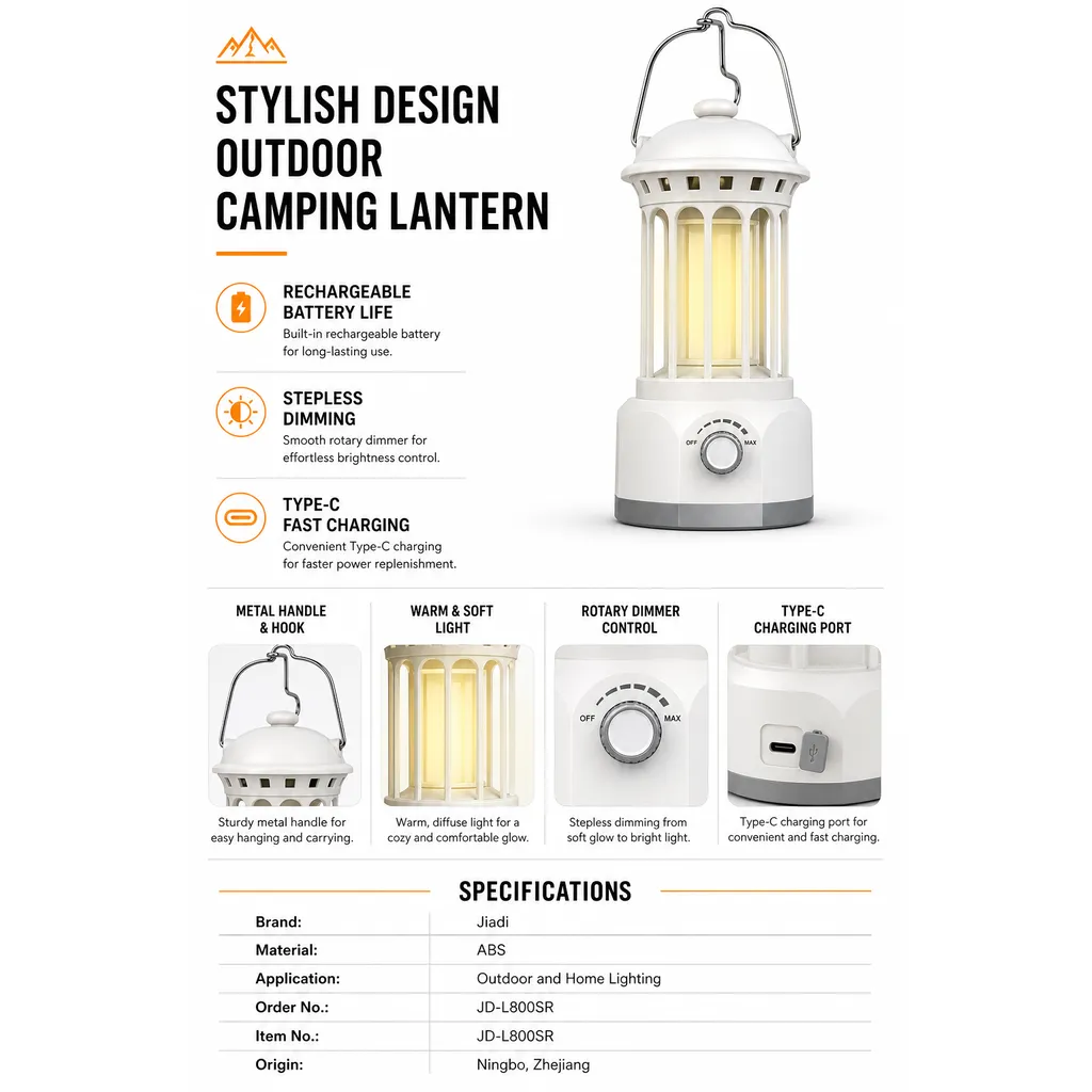 JD-L800SR Rechargeable Camping Lantern