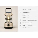JD-L901BR Solar Type-C Rechargeable LED Camping Lantern