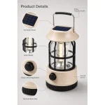 JD-L901BR Solar Type-C Rechargeable LED Camping Lantern