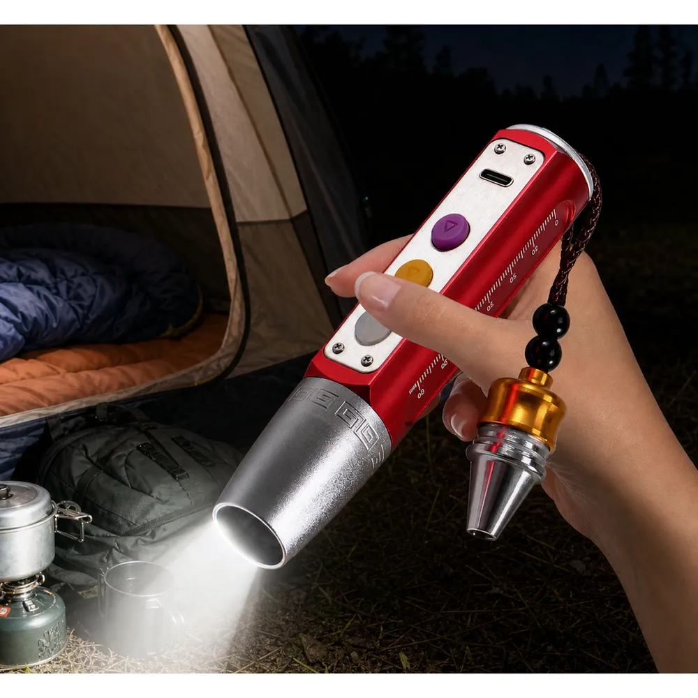 Type-C USB Aluminum Alloy LED 3-Torch Gem Stone Jade Jewelry Flashlights