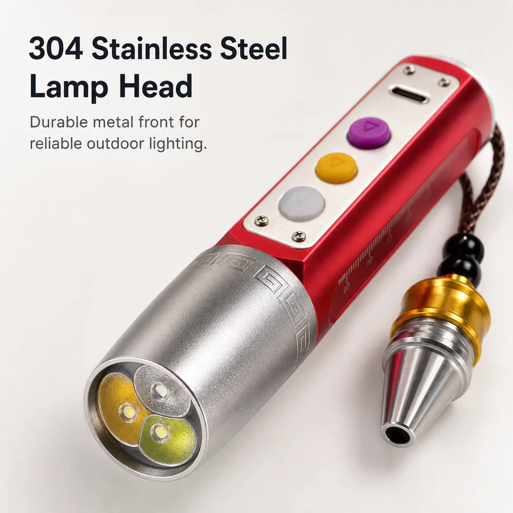 Type-C USB Aluminum Alloy LED 3-Torch Gem Stone Jade Jewelry Flashlights
