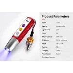 Type-C USB Aluminum Alloy LED 3-Torch Gem Stone Jade Jewelry Flashlights