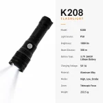 K208 P50 Aluminum Alloy Rechargeable Zoom LED Flashlight