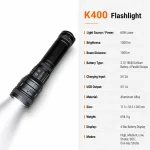 K400 60 W Laser Rechargeable Zoom Flashlight