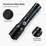 K51 10 W Laser Rechargeable Aluminum Alloy Zoom Flashlight