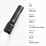 K53 10 W Laser Rechargeable Zoom Flashlight