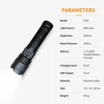 K700 60 W Laser Rechargeable Zoom Flashlight