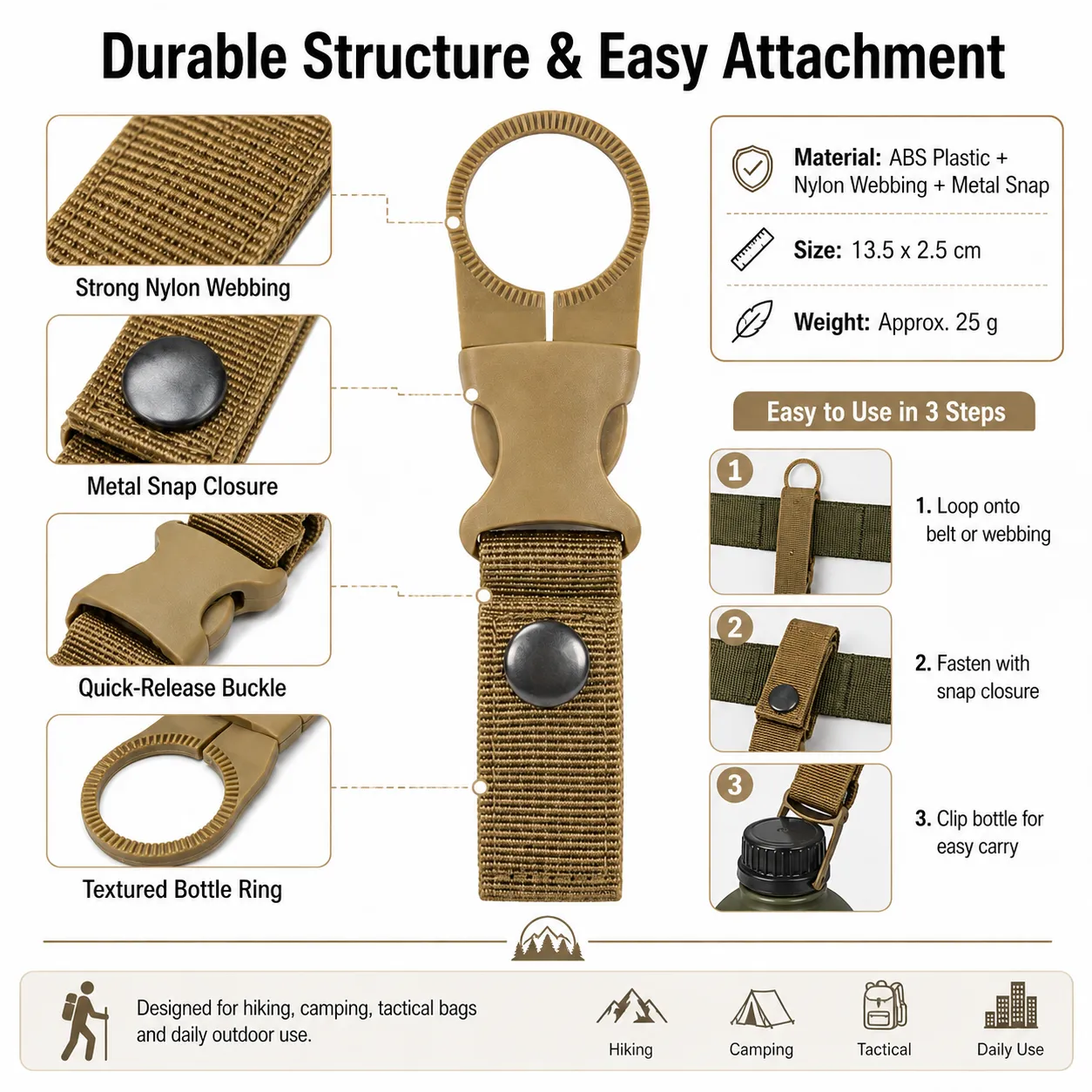 Outdoor Portable Lightweight Waterproof Nylon Carabiner