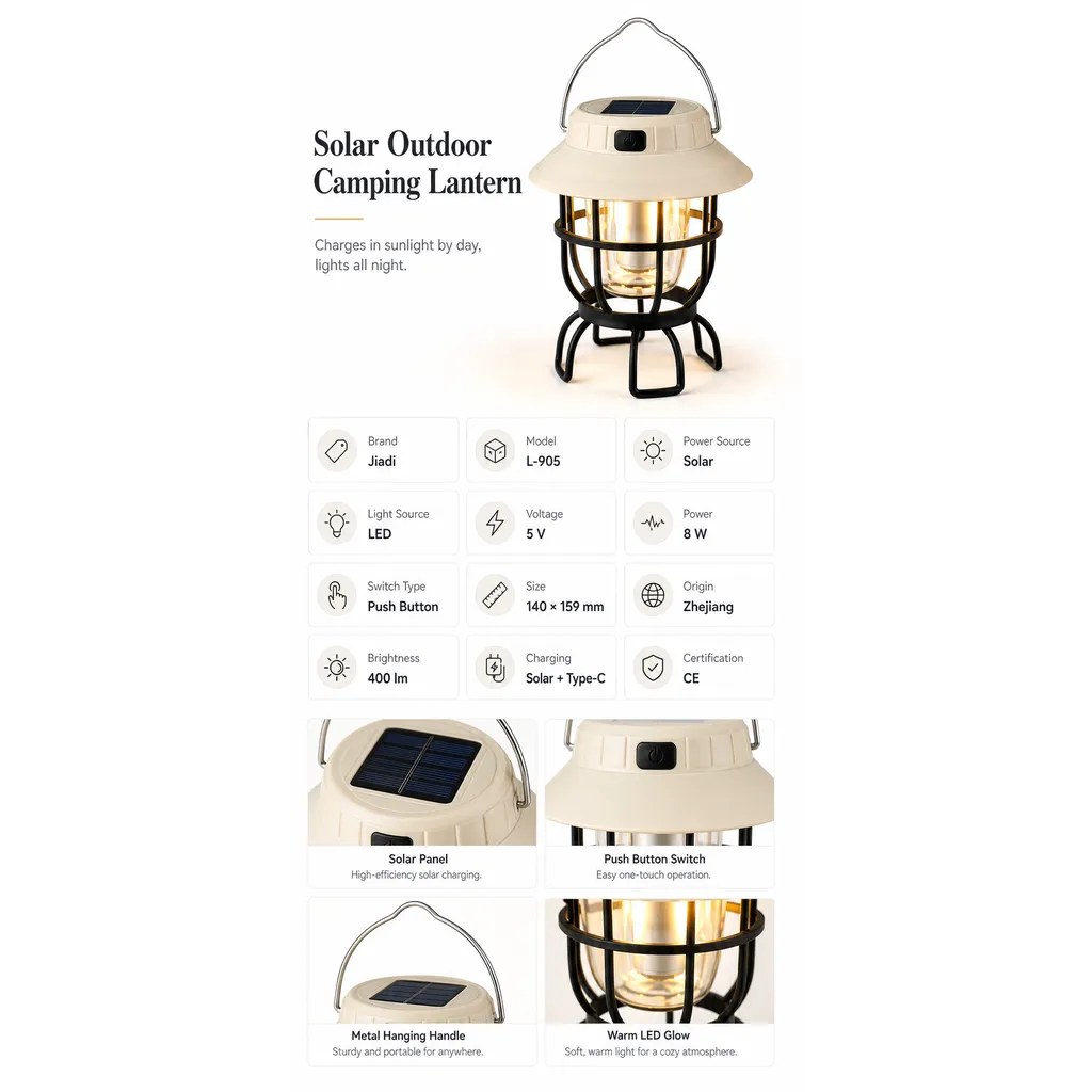 L-905 Solar LED Camping Lantern