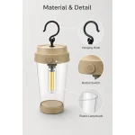 L-A11 Battery Powered LED Cup Night Light Hanging Ambient Desk Lamp