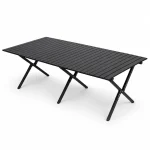 Large Black Iron Slatted Folding Camping & Picnic Table