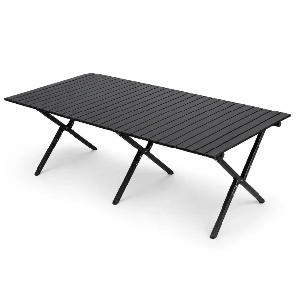 Large Black Iron Slatted Folding Camping & Picnic Table