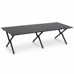 Large Black Iron Slatted Folding Camping & Picnic Table