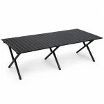 Large Black Iron Slatted Folding Camping & Picnic Table